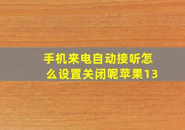 手机来电自动接听怎么设置关闭呢苹果13