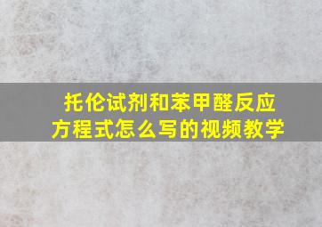 托伦试剂和苯甲醛反应方程式怎么写的视频教学