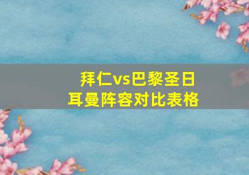 拜仁vs巴黎圣日耳曼阵容对比表格