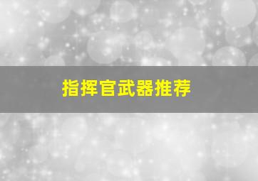 指挥官武器推荐