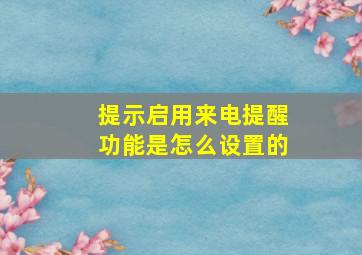 提示启用来电提醒功能是怎么设置的