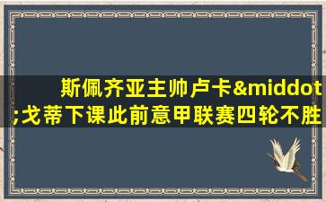 斯佩齐亚主帅卢卡·戈蒂下课此前意甲联赛四轮不胜