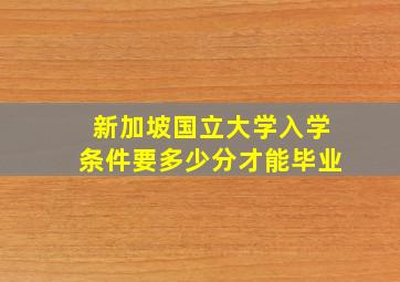 新加坡国立大学入学条件要多少分才能毕业