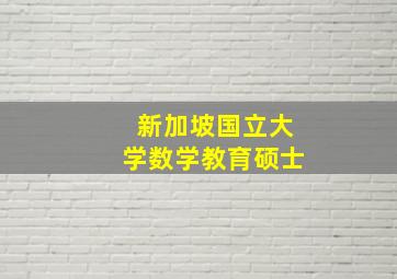 新加坡国立大学数学教育硕士