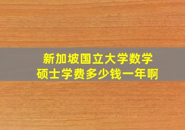 新加坡国立大学数学硕士学费多少钱一年啊