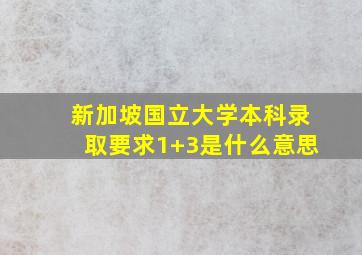 新加坡国立大学本科录取要求1+3是什么意思