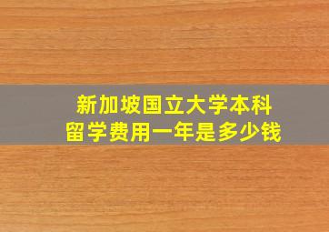 新加坡国立大学本科留学费用一年是多少钱