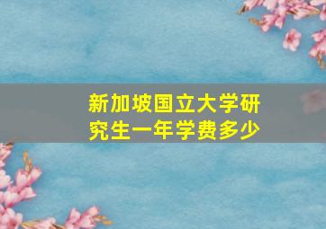 新加坡国立大学研究生一年学费多少