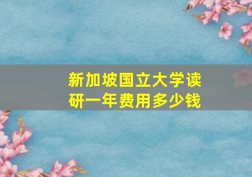 新加坡国立大学读研一年费用多少钱