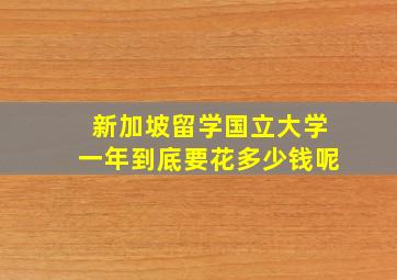 新加坡留学国立大学一年到底要花多少钱呢