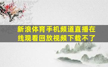 新浪体育手机频道直播在线观看回放视频下载不了