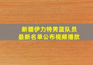 新疆伊力特男篮队员最新名单公布视频播放