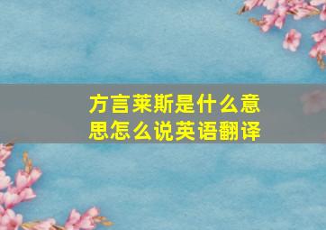 方言莱斯是什么意思怎么说英语翻译