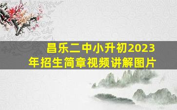 昌乐二中小升初2023年招生简章视频讲解图片