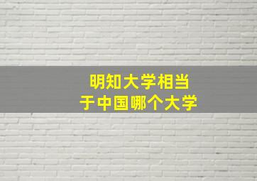 明知大学相当于中国哪个大学