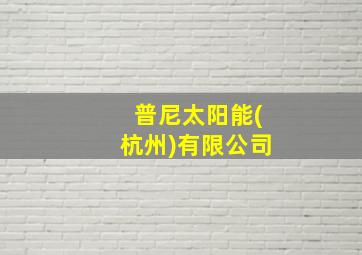 普尼太阳能(杭州)有限公司