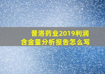 普洛药业2019利润含金量分析报告怎么写