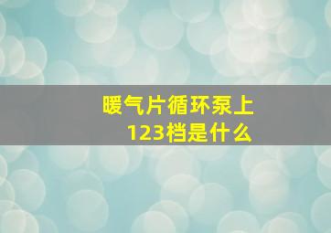 暖气片循环泵上123档是什么