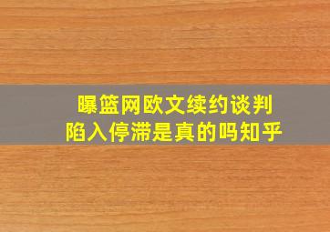 曝篮网欧文续约谈判陷入停滞是真的吗知乎