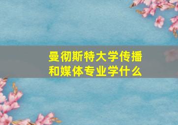 曼彻斯特大学传播和媒体专业学什么