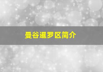 曼谷暹罗区简介