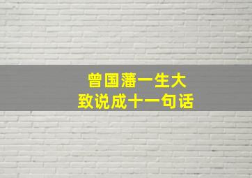 曾国藩一生大致说成十一句话