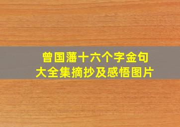 曾国藩十六个字金句大全集摘抄及感悟图片