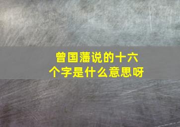 曾国藩说的十六个字是什么意思呀