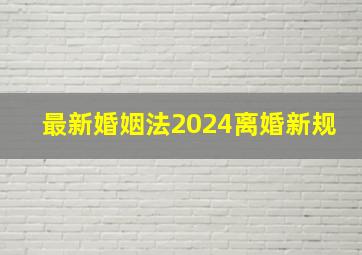 最新婚姻法2024离婚新规