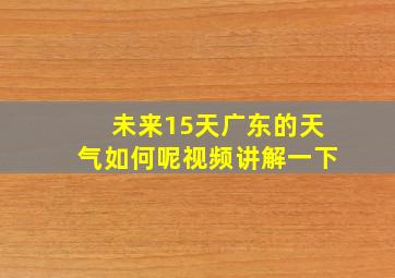 未来15天广东的天气如何呢视频讲解一下