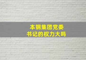 本钢集团党委书记的权力大吗