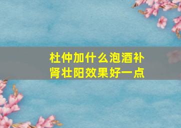 杜仲加什么泡酒补肾壮阳效果好一点