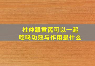 杜仲跟黄芪可以一起吃吗功效与作用是什么