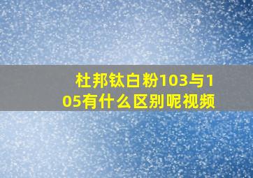 杜邦钛白粉103与105有什么区别呢视频