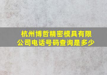 杭州博哲精密模具有限公司电话号码查询是多少