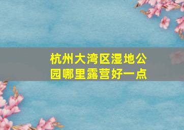 杭州大湾区湿地公园哪里露营好一点