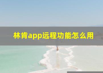 林肯app远程功能怎么用