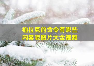 柏拉克的命令有哪些内容呢图片大全视频