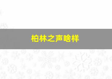 柏林之声啥样