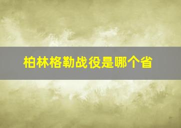 柏林格勒战役是哪个省