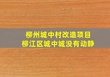 柳州城中村改造项目柳江区城中城没有动静