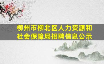 柳州市柳北区人力资源和社会保障局招聘信息公示