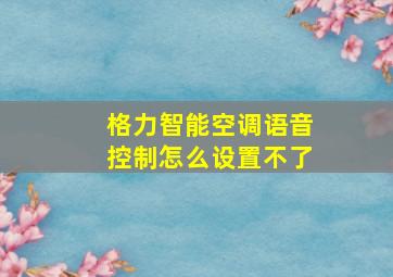 格力智能空调语音控制怎么设置不了