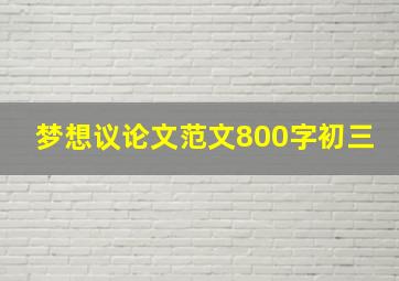 梦想议论文范文800字初三