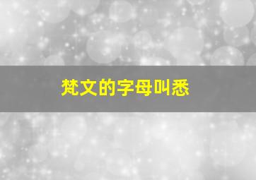 梵文的字母叫悉