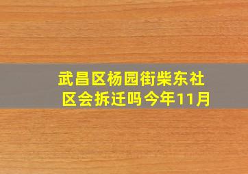 武昌区杨园街柴东社区会拆迁吗今年11月