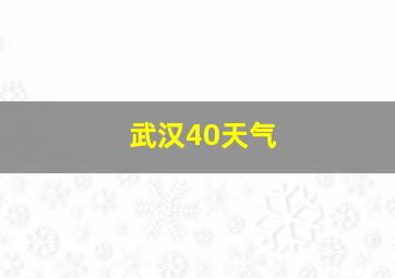 武汉40天气