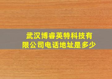 武汉博睿英特科技有限公司电话地址是多少