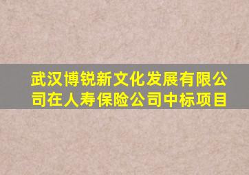 武汉博锐新文化发展有限公司在人寿保险公司中标项目