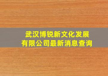 武汉博锐新文化发展有限公司最新消息查询